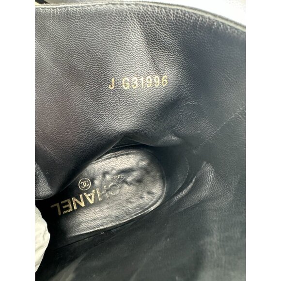 Chanel Suede Pearl CC Logo Patent Cap Toe Short Boots - Picture 16 of 16